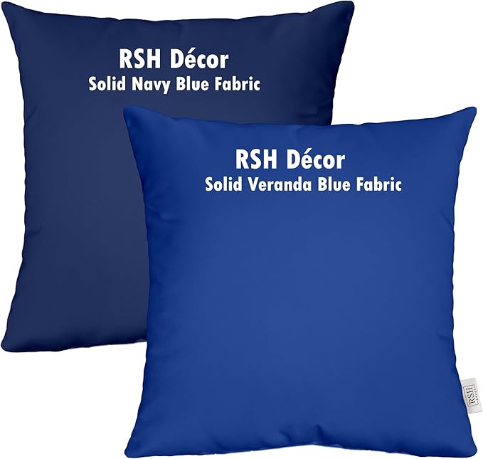 RSH Décor - Jumbo Lumbar Pillow Covers – Set of 2 | 26" x 16" | Outdoor Use – Patio, Lounge, Adirondack, Deck | Water & Fade-Resistant | Includes Down-Alternative Inserts | Navy Blue