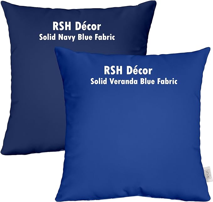 RSH DECOR: Lumbar Throw Pillows Set of 2 | 20” x 12" | All-Weather Spun Fabric | Water and Fade-Resistant | Outdoor Support Pillows for Patio Furniture | Navy Blue