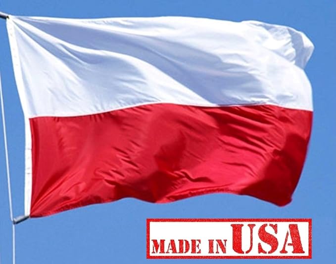 US Flag Factory - 3x5 FT Poland Polish Flag (Sewn Stripes) Outdoor SolarMax Nylon (No Seal) - Premium Quality - 100% Made in America (3x5 FT)