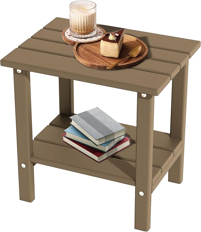 OTSUN 2-Tier Small Patio Tables for Outside or Indoor(Latte Brown)