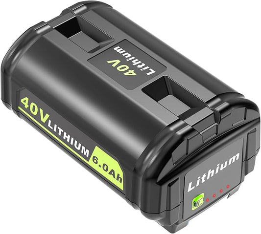 40V 6.0Ah Lithium-Ion Battery Replacement for Ryobi 40v Battery, OP4020, OP4060, OP4040, OP4050. High Capacity Compatible with Ryobi 40-Volt HP Cordless Power Tools and Chargers