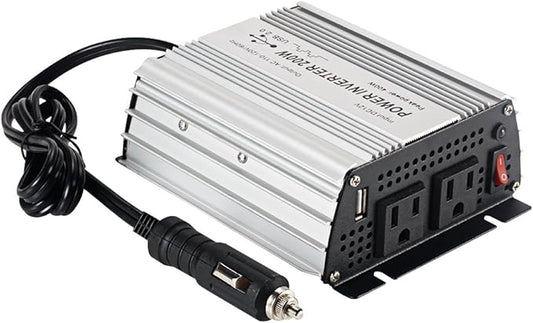 200W Power Inverter DC 12V，Output 110V-120V AC Car Inverter with USB Car Adapter