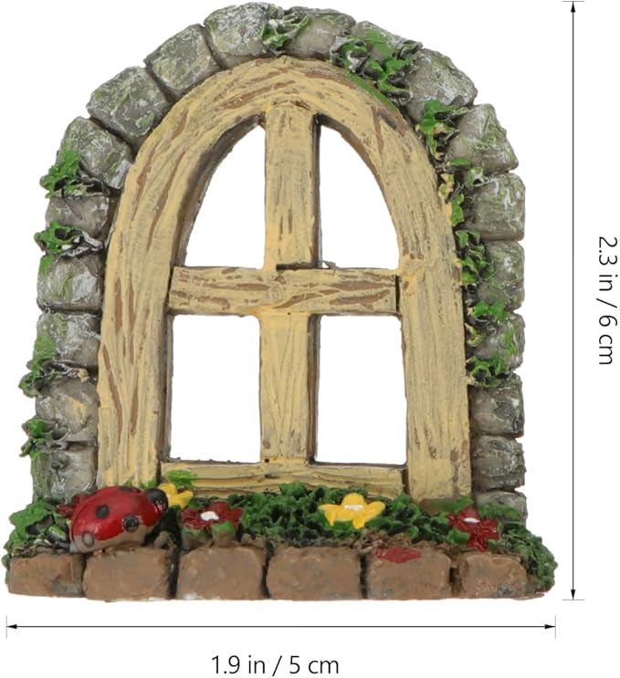 DOITOOL 2Pcs Miniature Fairy Garden Window,Artificial Window Ornament Miniature Fairy Doors Gnome Home Decoration,Resin Landscape Yard Art Garden Sculpture Fish Tank Decoration (Pack of 2)