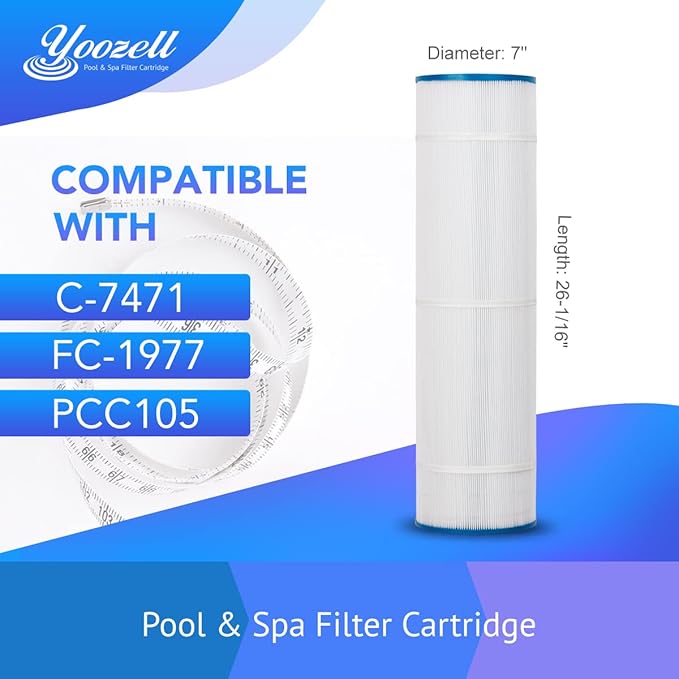 PCC105-PAK4 Swimming Pool Replacement Filter Cartridge Replaces for Unicel C-7471 105Sq.ft 817-0106 R173576 817-0106 Filbur FC-1977 FC-6470 CCP420 Darlly 71053 4Pack