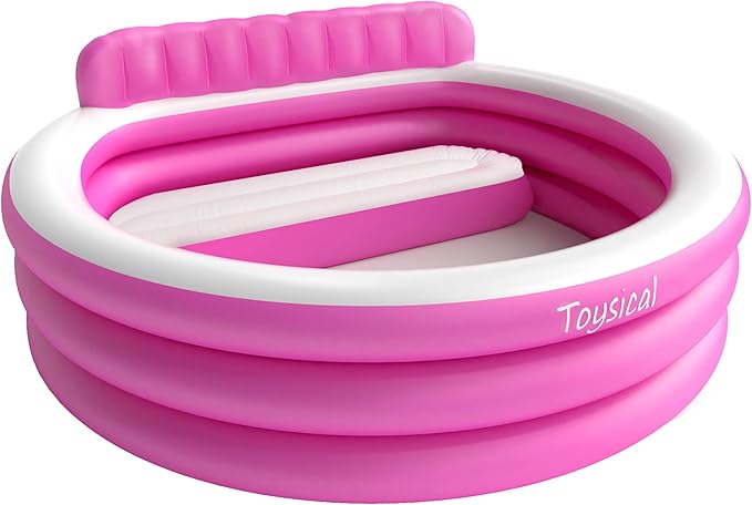 Toysical Round Lounge Inflatable Pool with Seats and Backrest for Kids, Family and Adults, “88 x 85 x 21”