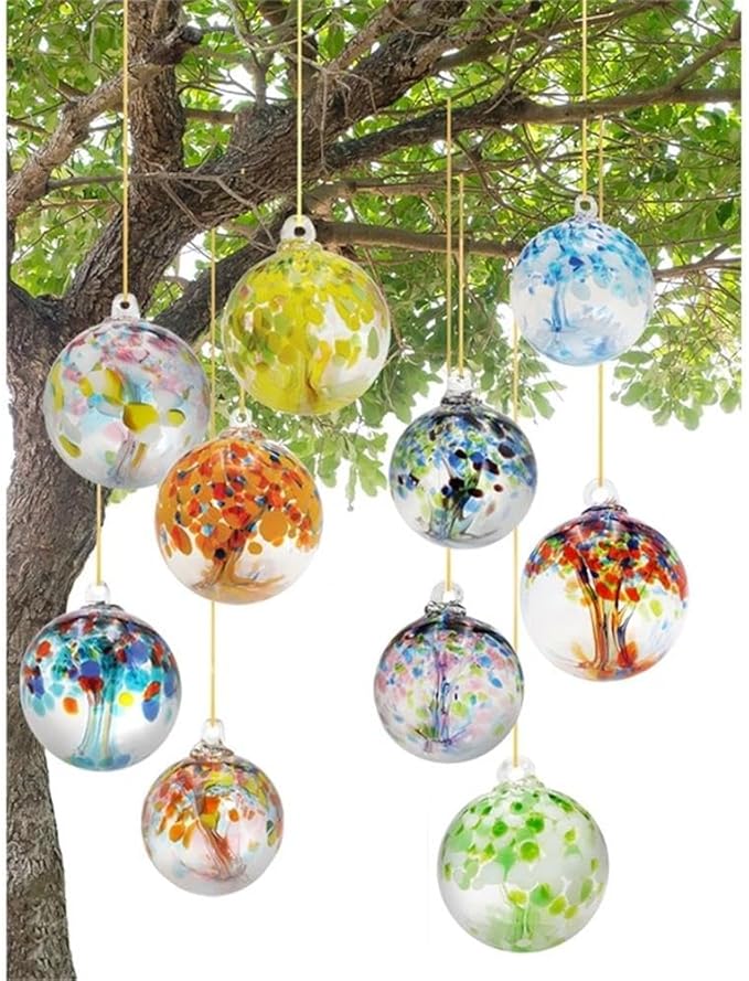 Dale Tiffany Hand Blown Glass, 8" Diameter Celtic, Tree of Life Collection, Witch Globe Hanging Garden Indoor/Outdoor Decorative Ornament Gazing Ball