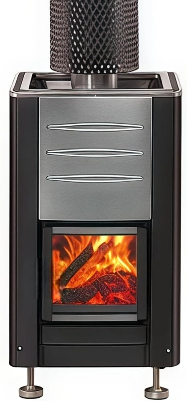 Barrel Sauna, Canadian Red Cedar Outdoor Sauna 4-6 Person,15KW Wood Burning Saunas Stove, Half Glass Window, Triple Waterproof System for Garden, Patio