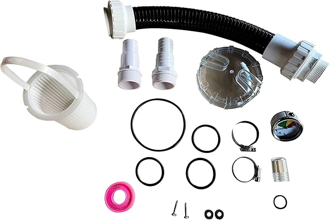 FibroPool Sand Filter Pump System For Above Ground Swimming Pools - Designed and Assembled in USA - Hose Adapters Included - High Efficiency - FSP Series (FSP14 0.2HP) Black