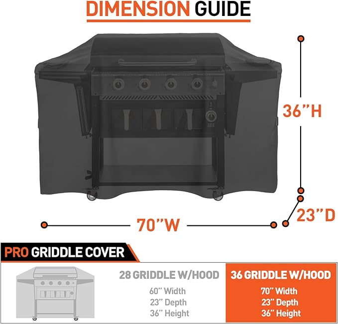 Arcedo Griddle Cover Compatible with Blackstone 36 Inch ProSeries, 70 inch Grill Shield for Cooking Station with Hood, Weather Resistant Outdoor Heavy Duty Waterproof Flat Top Gas Grill Cover, Black
