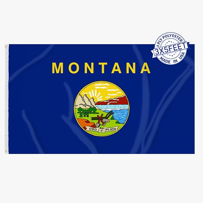 AMZFLAG Montana State Flag 3x5 ft Outdoor, Double Sided MT Montana Flag Heavy Duty with 2 Brass Grommets