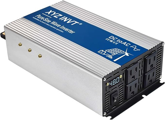 2000W Pure Sine Wave Inverter DC 48V to AC 120V, 3600W Peak Power with LED Display, Power Converter for Car, Truck, Solar, Home & Rechargeable Devices