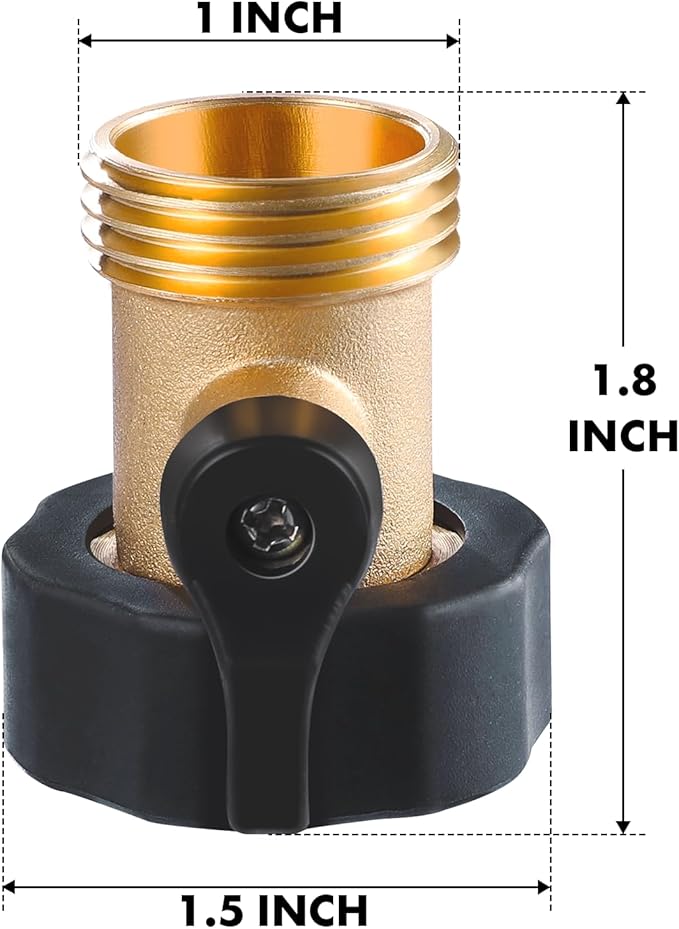 Twinkle Star Heavy Duty Brass Shut Off Valve Garden Hose Connector, Set of 2, TWIS3001
