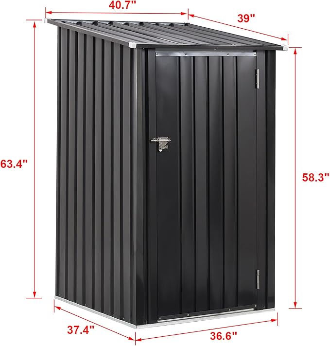3x3 FT Outdoor Storage Shed, Metal Steel Garden Shed with Single Lockable Door, Small Shed Outdoor Steel Utility Tool Shed, Storage House Waterproof for Backyard Patio, Garden, Lawn, Dark Gray