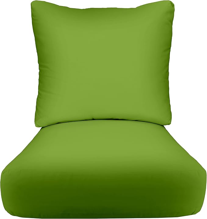 RSH DECOR: Deep Seating Cushion with Pillow Back | 23” x 26” Seat | All-Weather Spun Fabric | Water and Fade-Resistant | Outdoor Chair Cushion Set for Patio Furniture | Kiwi Green