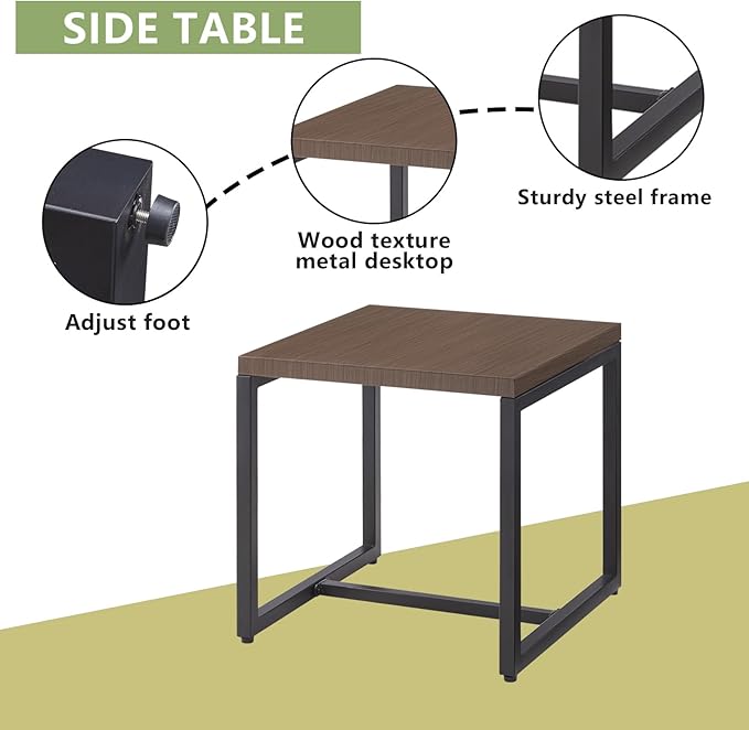 Rilyson Wicker Outdoor Patio Furniture Set - 6 Piece Patio Conversation Set with 2 Armrest Chairs,2 Rattan Ottoman,1 Couch and 1 Metal Side Table for Outside Porch Deck Backyard(Brown/Grey)