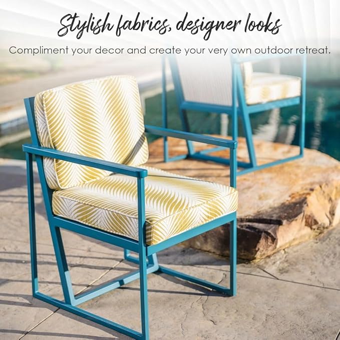 RSH DECOR: Deep Seating Cushion with Pillow Back | 24” x 27” Seat | All-Weather Spun Fabric | Water and Fade-Resistant | Outdoor Chair Cushion Set for Patio Furniture | Medlo Sonoma