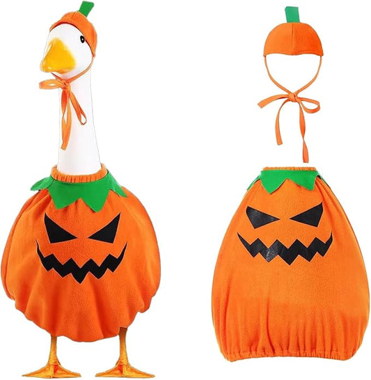 Porch Goose Outfits for 23" Plastic Porch Goose Halloween Pumpkin Outfit Goose Clothes for Cement Goose for Indoor Outdoor Garden Yard Lawn Patio Art Decor(NG)