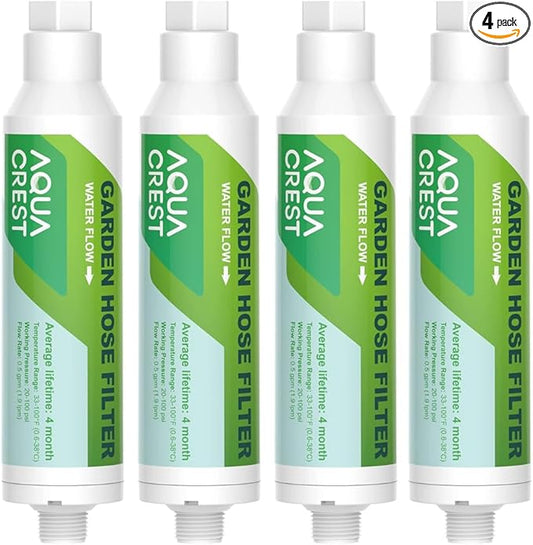 AQUA CREST Garden Hose Water Filter for Plants, Greatly Reduces Chlorine, Odor, Improve Plants Health, Ideal for Organic Gardening, Farming and Pets, Pack of 4
