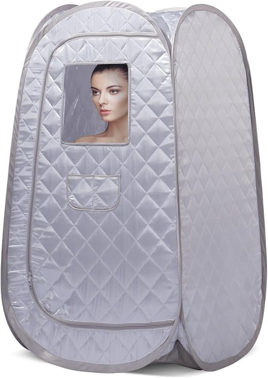 Smartmak Portable Steam Sauna Tent, Full Body Personal Home Spa, Lightweight Foldable Steam Room for Detox Therapy, Steamer NOT Included (L 31.5” * W 31.5” * H 55.2” Grey)
