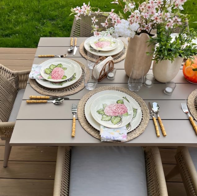 PURPLE LEAF 11 Pieces Outdoor Dining Set All-Weather PE Rattan Outdoor Patio Furniture Set with All Aluminum Frame Rectangular Table and Chairs Set for Lawn Garden Backyard Deck, Champagne