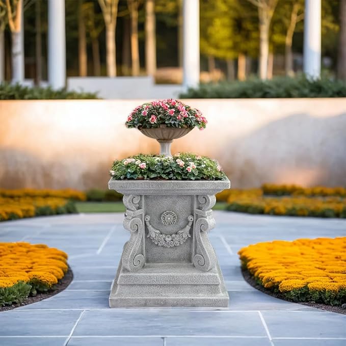 Outdoor Garden Classic Plinth Base Statue Riser，Garden Pedestal Stand For Sculptures, Plant，Flower Pots Decor， Large 12 Inch Tall.