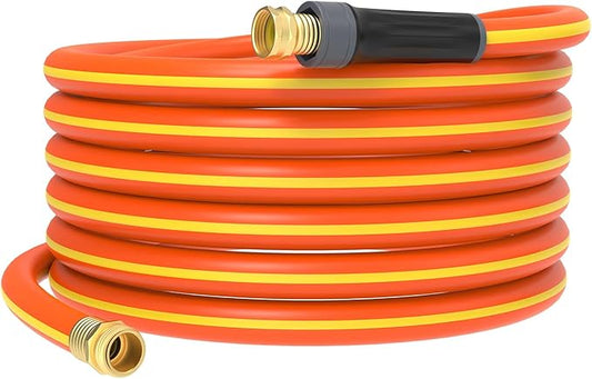 Hybrid Hose 50ft x 5/8", Short Garden Water Hose Heavy Duty, Flexible, Lightweight Hybrid Water Hose with Swivel Handle,3/4'' Brass Fittings, Available For Reel Cart Backyard Burst 500 PSI