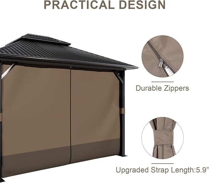 BPS 12' x 14' Gazebo Curtain Privacy 4-Panel Sidewall Outdoor Replacement Shade (Only Curtain)