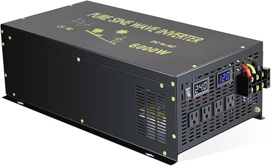 WZRELB Pure Sine Wave 6000W (10000W Surge) 24VDC 120VAC Power Inverter - Solar, RV (RBP-600024S)