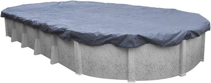 Robelle 12 x 21 ft Blue Winter Oval Pool Cover for Above Ground Pools, 3 ft Overlap (15 x 24 ft Cover Size), Solid 7 x 7 Scrim, 2.2 oz/yd2, 8-Year Warranty, Style: 461221A