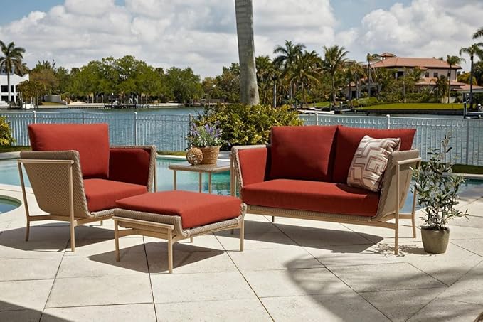 RSH DECOR: Deep Seating Cushion with Pillow Back | 23” x 26” Seat | All-Weather Spun Fabric | Water and Fade-Resistant | Outdoor Chair Cushion Set for Patio Furniture | Black