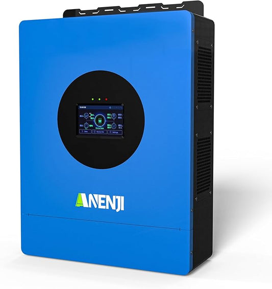 6000W Hybrid Solar Inverter 48V DC to 220V AC, Pure Sine Wave, Built-in 120A MPPT Controller, 99.9% Efficiency, Solar & Generator Input, Dustproof, for Home Backup RV Off-Grid