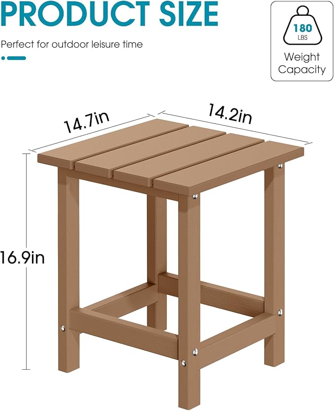 MUCHENGHY Folding Adirondack Chairs and Table Set, Outdoor Chair, Adirondack Chair Plastic, Fire Pit Chair, Weather Resistant with Cup Holder for Deck, Backyard, Garden(Teak, 3-Piece)