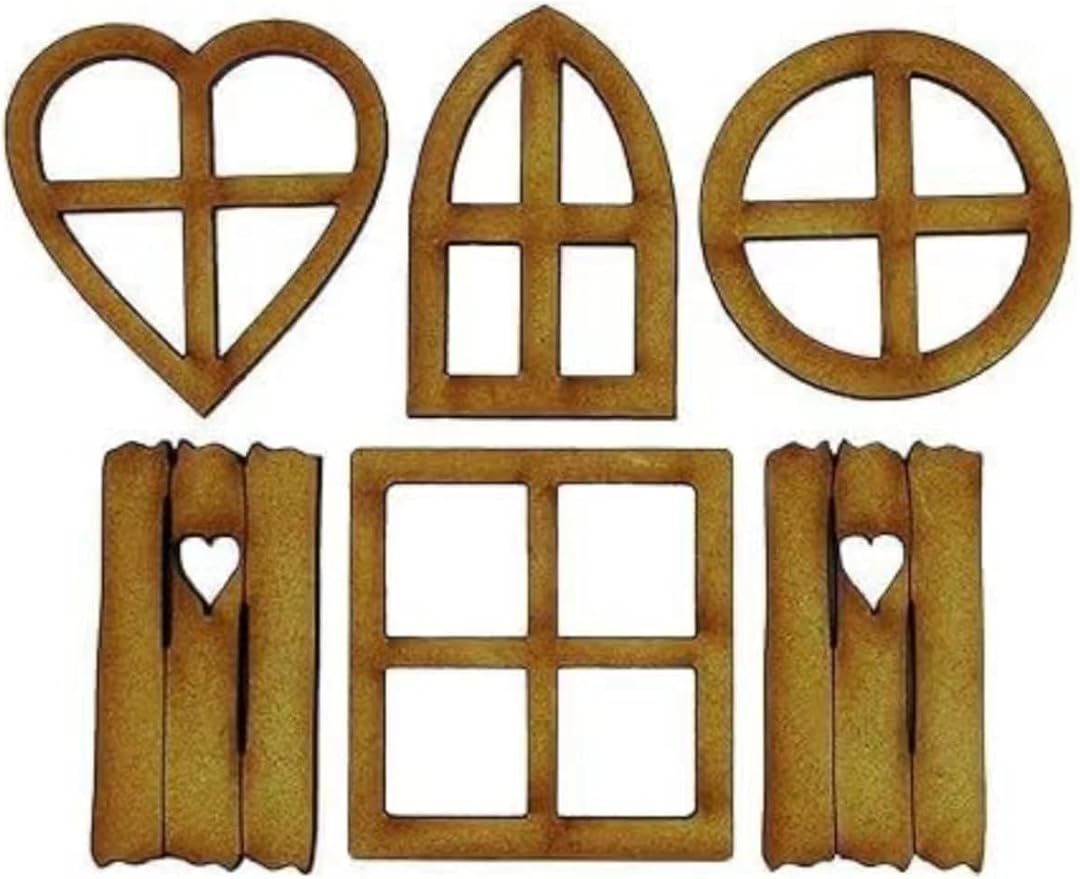6Pcs Brown Wooden Fairy Garden Door, Blank Door Fairy House Doors and Windows Ornaments Tree Statues for Tree Trunk Yard Decoration, Miniature Gardens Buildings , Garden Sculptures and Statues