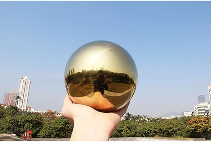 6 inch Diameter Gold Golden Gazing Ball,Gold Golden Stainless Steel Polished Reflective Smooth Garden Sphere Globe Mirror,Colorful and Shiny Addition to Any Garden or Home