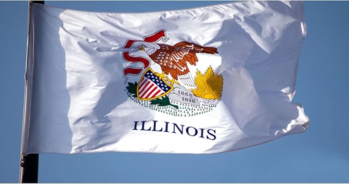 Bradford Illinois State Flag 3x5 ft Outdoor, 3 Ply Polyester Double Sided Illinois Flag Heavy Duty, IL State Flags with 2 Brass Grommets for Outsides House Long Lasting