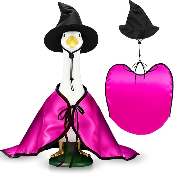 Vinsot Halloween Outdoor Porch Geese Outfit, 23" Patio Yard Porch Desk Goose Coat, Lawn Goose Accessories(Rose Red,Velvet)