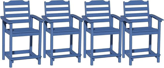 OTSUN Tall Adirondack Chairs Set of 4 with Connecting Tray, 24 inches HDPE Bar Height Outdoor Chairs, All Weather Resistant for Balcony, Porch, Kitchen (4 PCS, Navy Blue)