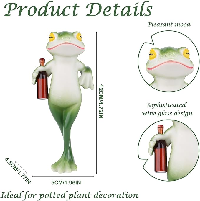 LAIDANLA Miniature Frog Figurines Funny Frog Garden Decor Outdoor Statue Plant Decorations for Garden Lawn Yard Ornament (Holding Wine Bottle)