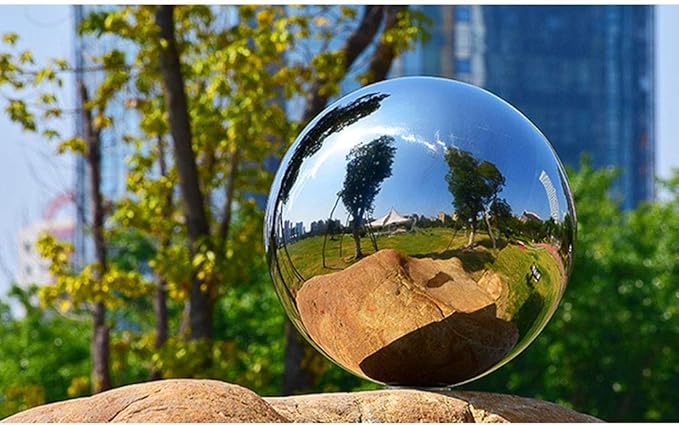 12 inch Diameter Gazing Ball,Silver Stainless Steel Polished Reflective Smooth Garden Sphere Globe Mirror,Colorful and Shiny Addition to Any Garden or Home