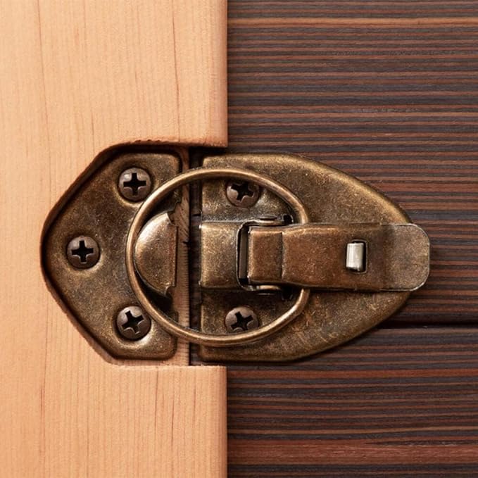 trust4care 3-Pack Hasp and Staple Lock for Steam Room Sauna Spa Wood Wall Panels - Repair Replacement Sauna Accessories, Rust-Resistant Durable Zinc Plated Security Buckle Latch Clamps (Brass)