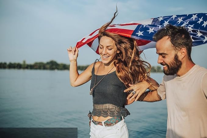 American Flags for Outside 5x8 Ft. American Flags 5x8 Ft Outdoor Heavy Duty. Indestructible US Flags with Embroidered Stars, Sewn Stripes, 3 Brass Grommets and Vivid Colors.