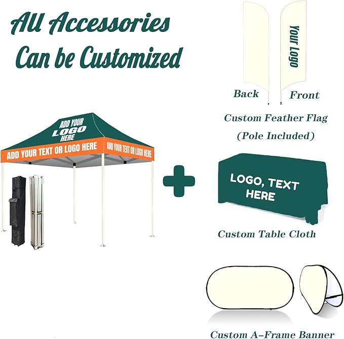 Custom Canopy Tent 10x15 with Logo, Pop Up Canopy Tent Packages for Outdoor and Trade Show Events - Nano-Grade Water Repellent Heavy Duty, Durable (Canopy Top)