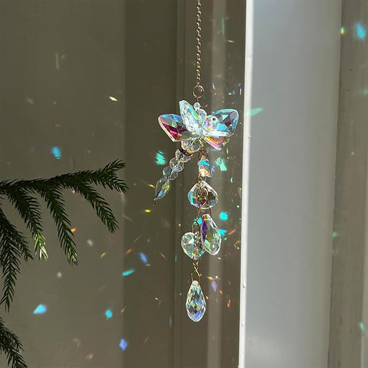 Sun Catchers Indoor Window Hanging Crystal Beads Dragonfly Prism Suncatcher Ornament Rainbow Maker Home Decor, Dragonfly