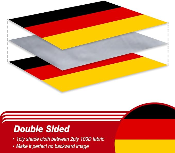 Germany German Flag 3x5 ft Outdoor, Double Sided 3 Ply Heavy Duty National Flag for DE, 100% Quality Polyester German Banner with Brass Grommets 4 Rows Stitches