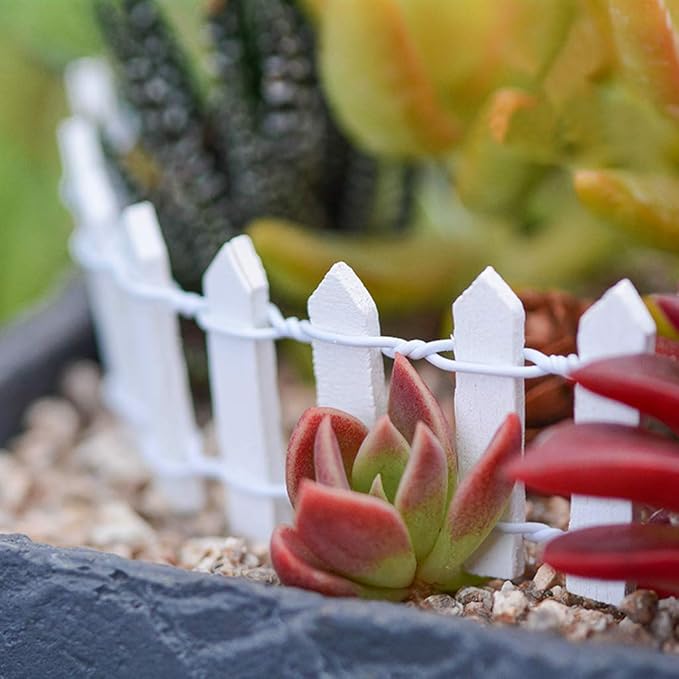 35 Inches Long Miniature Fairy Garden Fence Mini Wood Picket Fence Decorative Fence for Succulent Plant Pot DIY Diorama Project Height 2 inch 4-Pack (White)