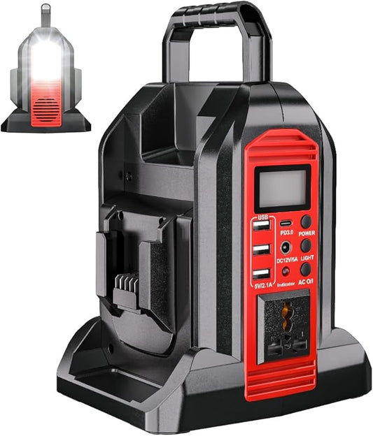350W Power Inverter Compatible with Milwaukee18V Battery Power Supply Inverter DC 20V to AC 110~120V Pure Sine Wave Inverter with LED Light,AC,DC,Type-C,USB Port for Camping Emergency Travel