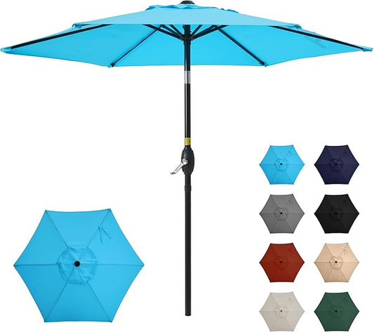 SUNVIVI OUTDOOR Outdoor Patio Umbrella, Patio Umbrella, Market Umbrella, Large Outdoor Umbrella, Metal Pole Umbrella with Push Button Tilt and Crank, Polyester Canopy