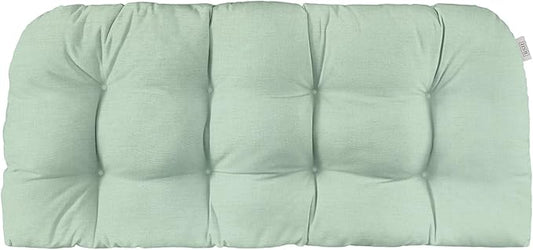 RSH DECOR: Sunbrella Tufted Wicker Loveseat Cushion | 41” x 19" | Water and Fade-Resistant Performance Fabric | Outdoor Settee Cushion for Patio Furniture | Canvas Spa