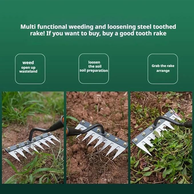 Gardenia Iron Weeding Rake, 2025 Gardenia Iron Weeding rake, Ironrake The Heavy-Duty Irons Weedings Rakes,Irons Rakes for Gardening and Weedings (5 Teeth) (7 Teeth)