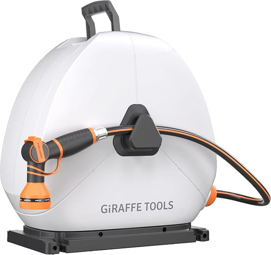 Giraffe Tools 130FT Heavy Duty Ground Retractable Hose Reel, 1/2 Inch Automatic Rewind Garden Hose Reel for Lawn & Yard, Swivel Base for Concrete/Patio, Durable Ground Mount Helper